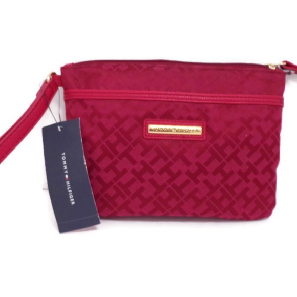 Tommy Hilfiger Red Womens Wristlet Wallet Small Casual Logo Bag WA1539 - Picture 1 of 6
